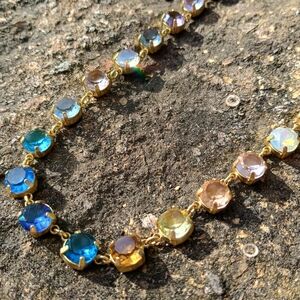 Vintage, "Loft" large colored pronged rhinestone eternity necklace, Loft Jewelry